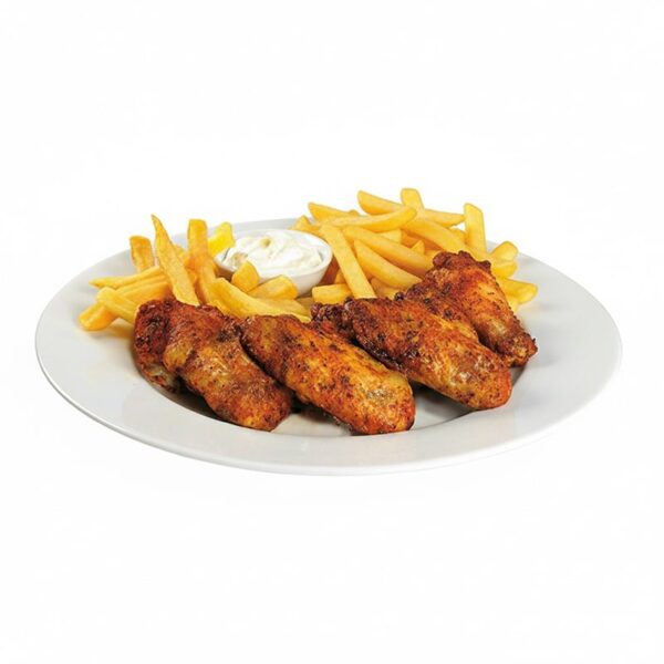Pouletflügeli (6 stück) mit Pommes Frites